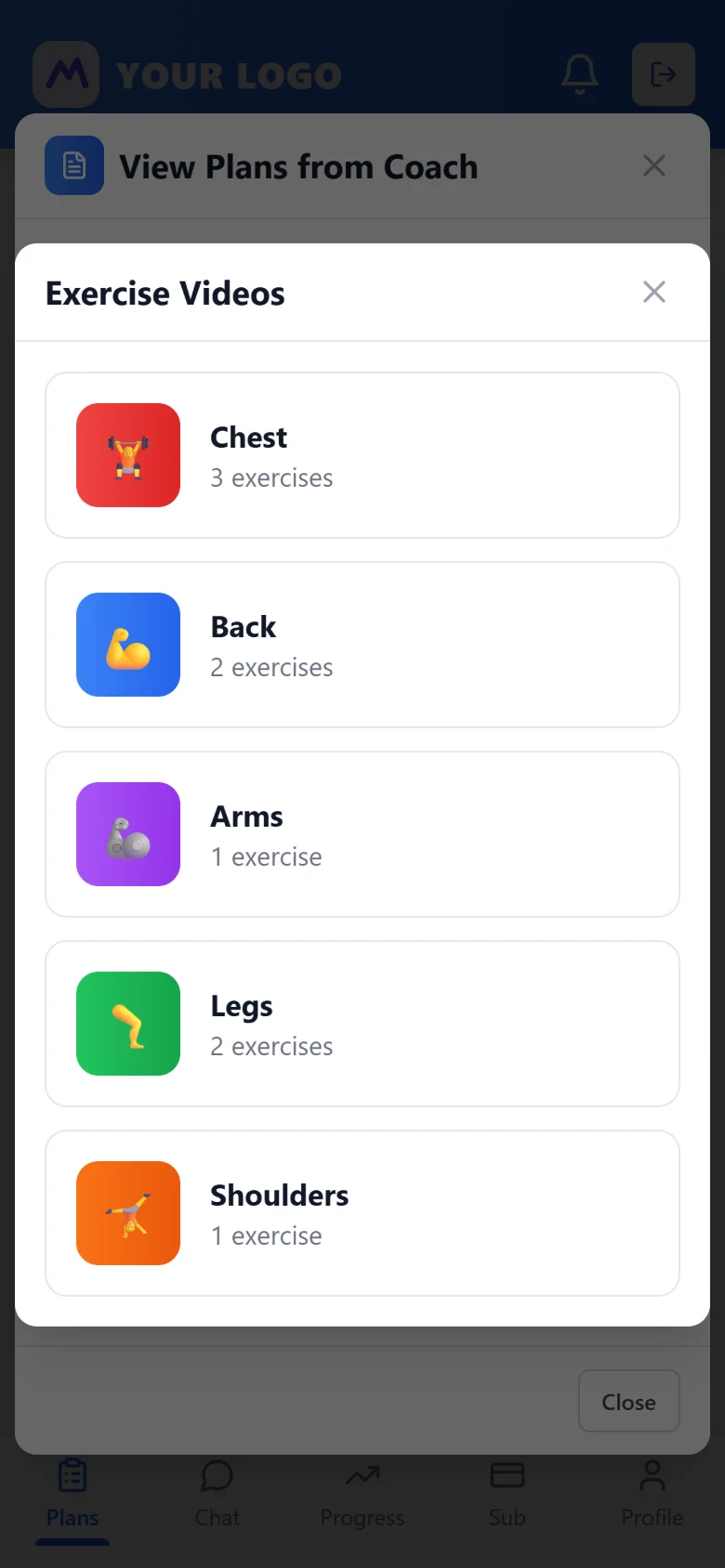 Exercise video library by muscle group